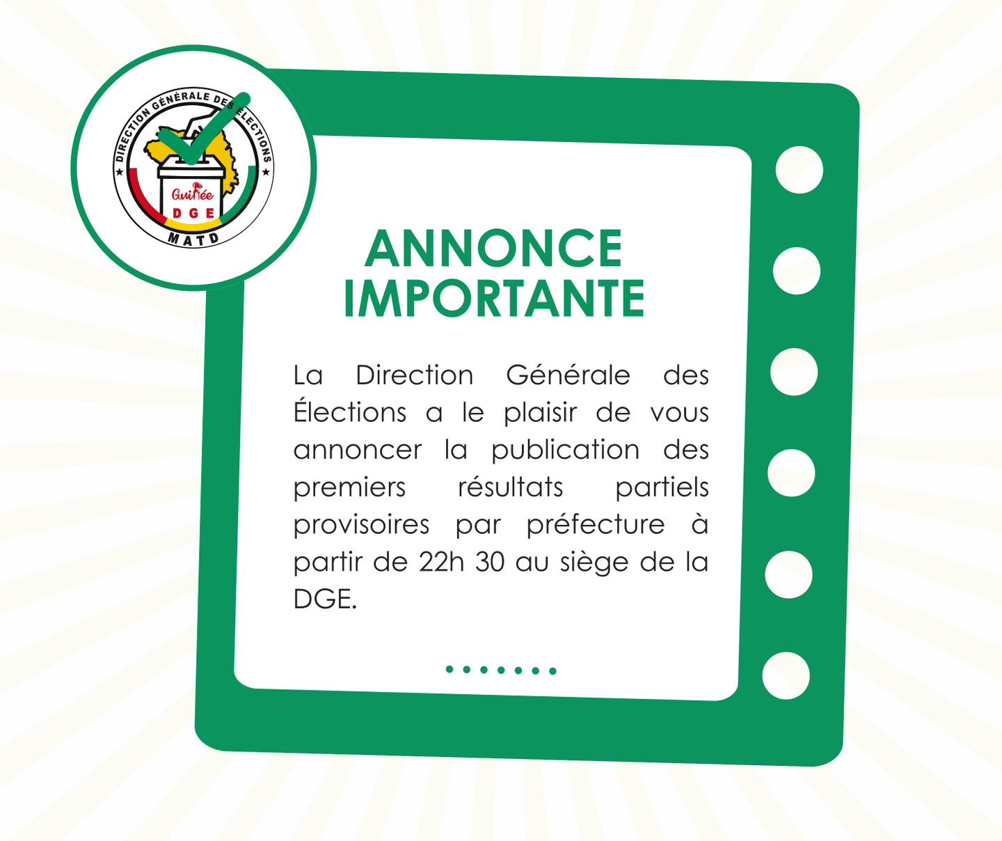Pr&eacute;sidentielle du 28 d&eacute;cembre 2025 : la DGE annonce un taux de participation record et la publication prochaine des r&eacute;sultats